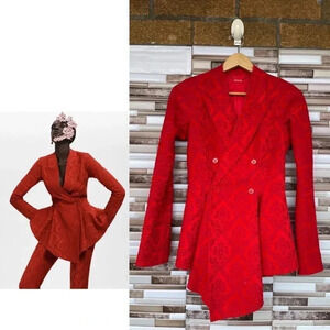 Givenchy Red Jacquard Double Breast Blazer
Size 6"